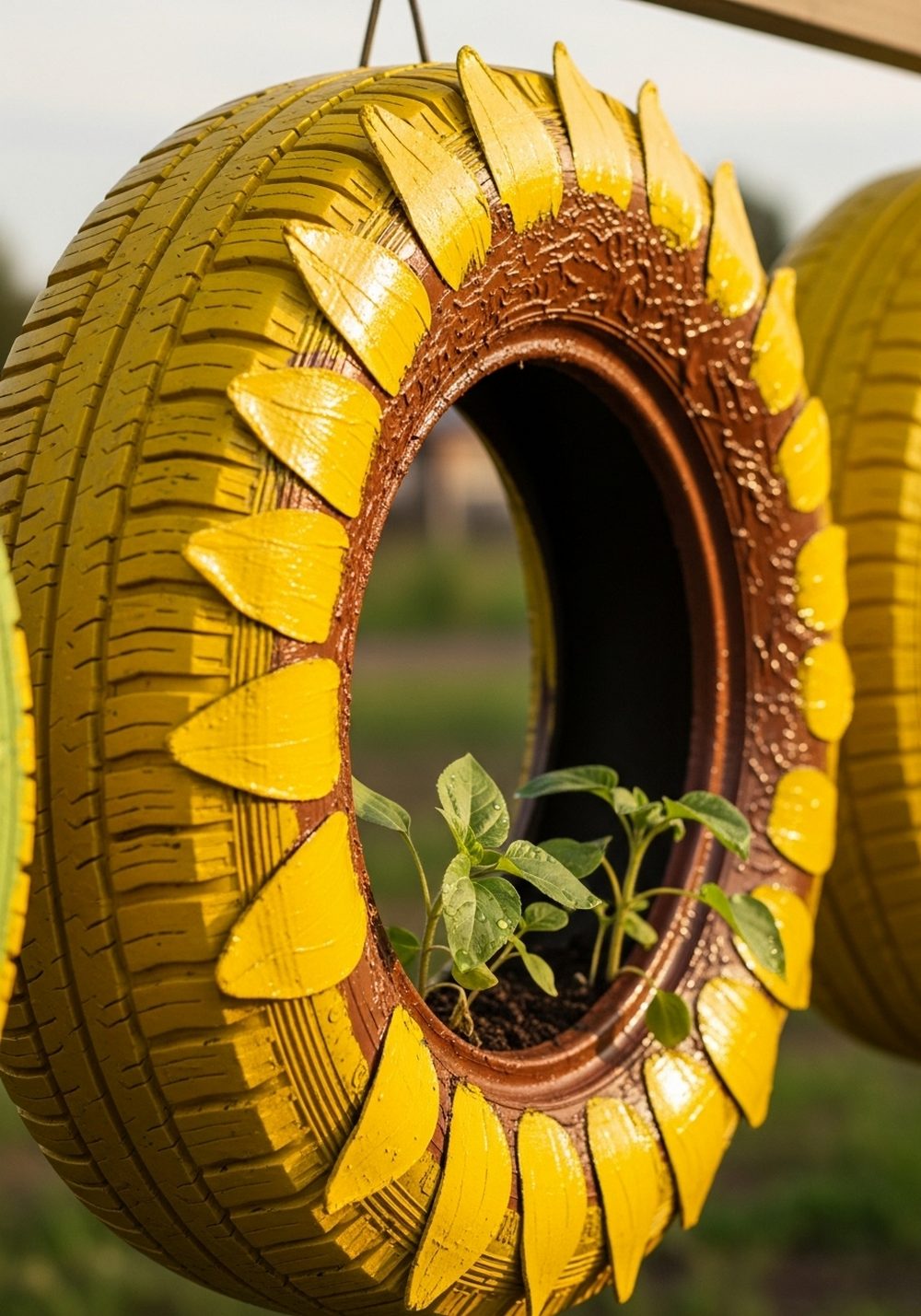 Sunny Tire Sunflower Faces