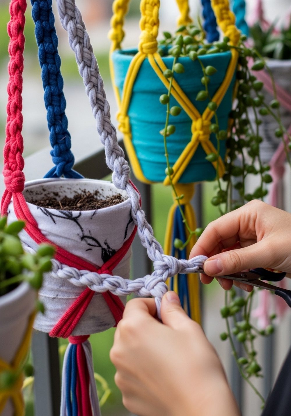 T-Shirt Wrapped Hanging Pots