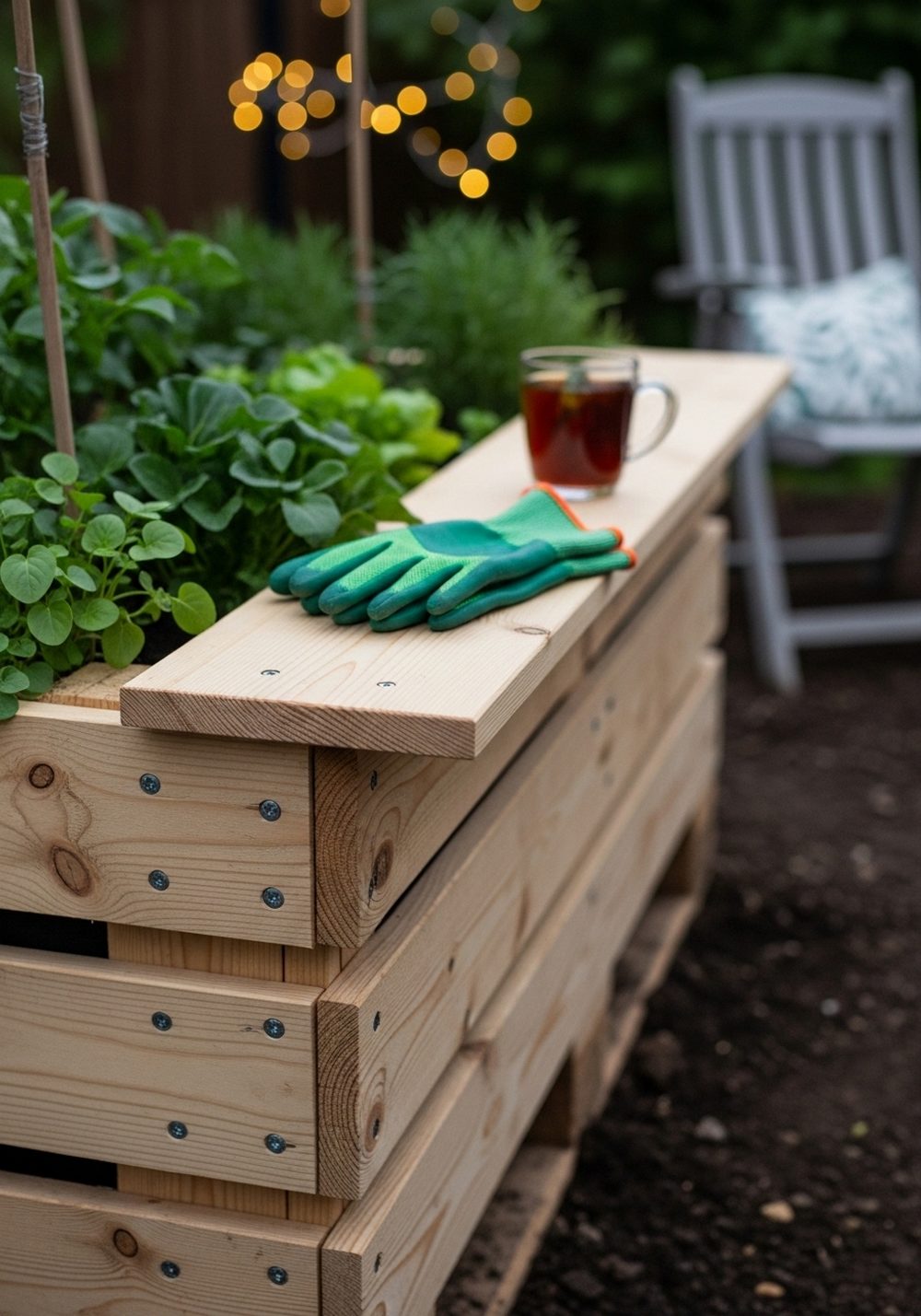 Tall Pallet Bed With Wide Seating Ledge