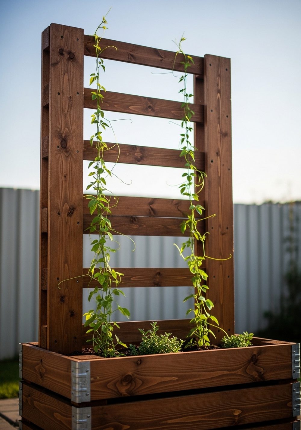 Tall Trellis Pallet Bed For Dramatic Vertical Greenery