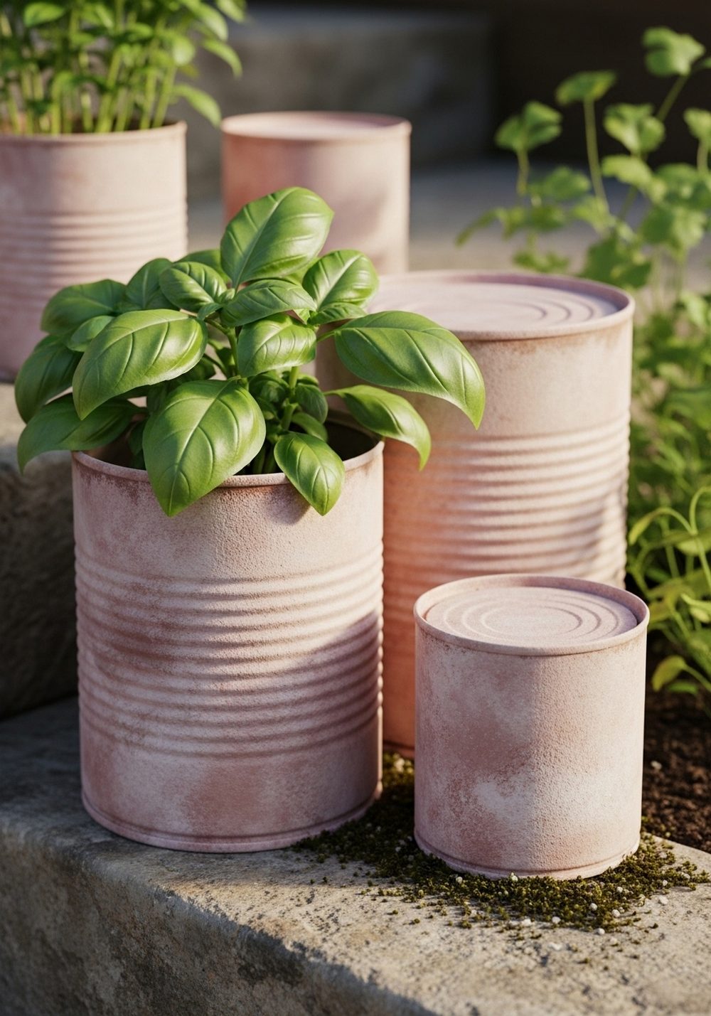 Terracotta-Look Cans With Aged Patina