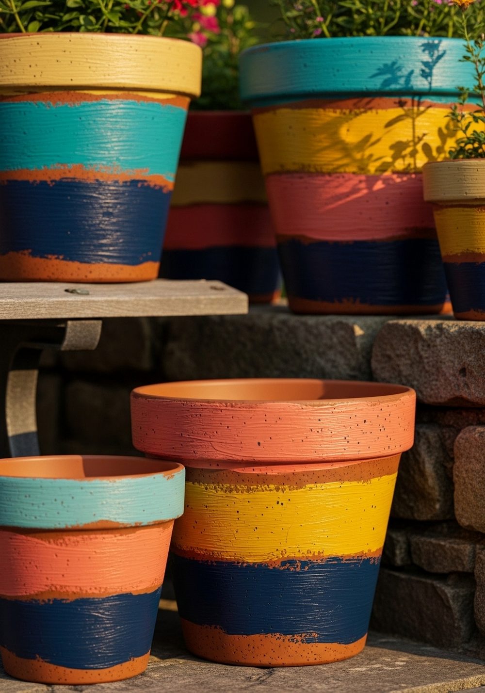 Terracotta Pots With Bold Brush Strokes