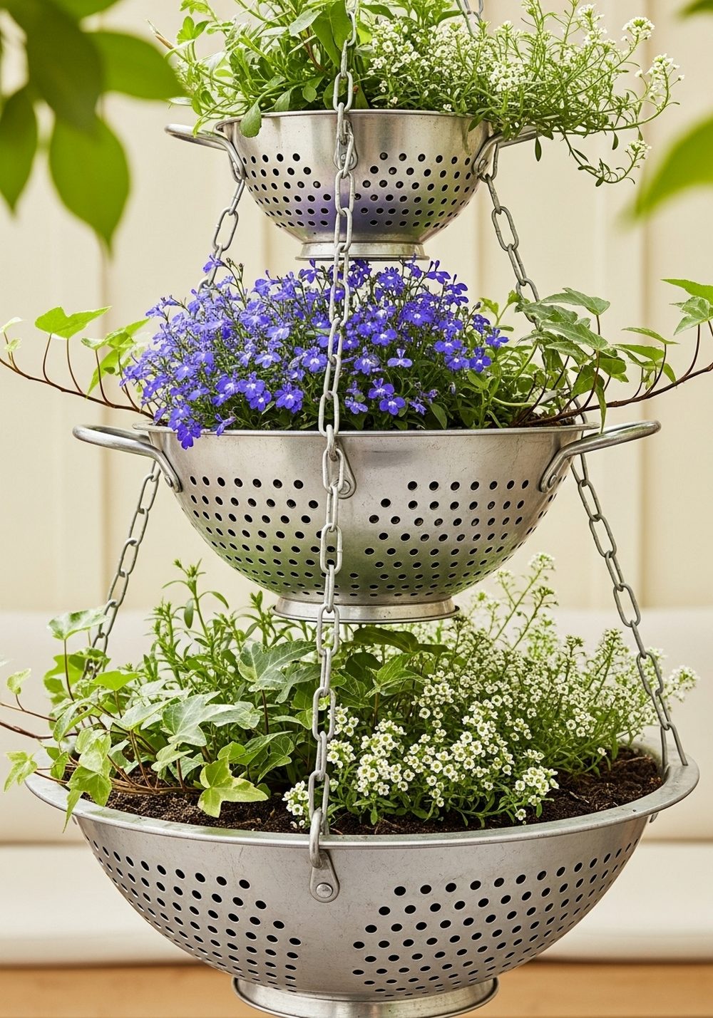 Tiered Colander Chandelier Planter
