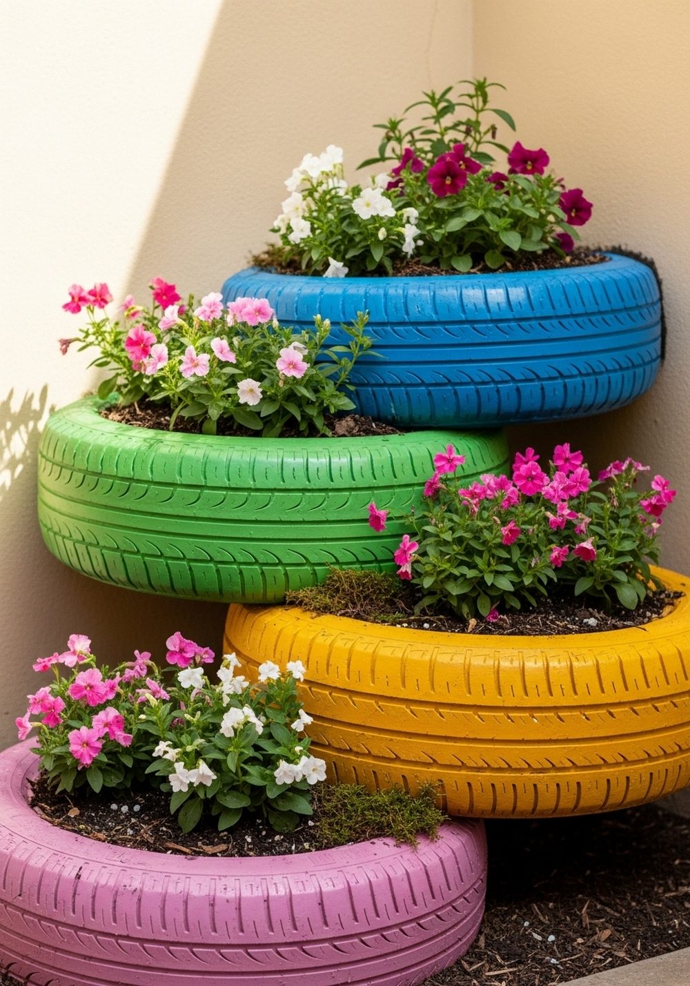 Tiered Corner Tire Planter Garden