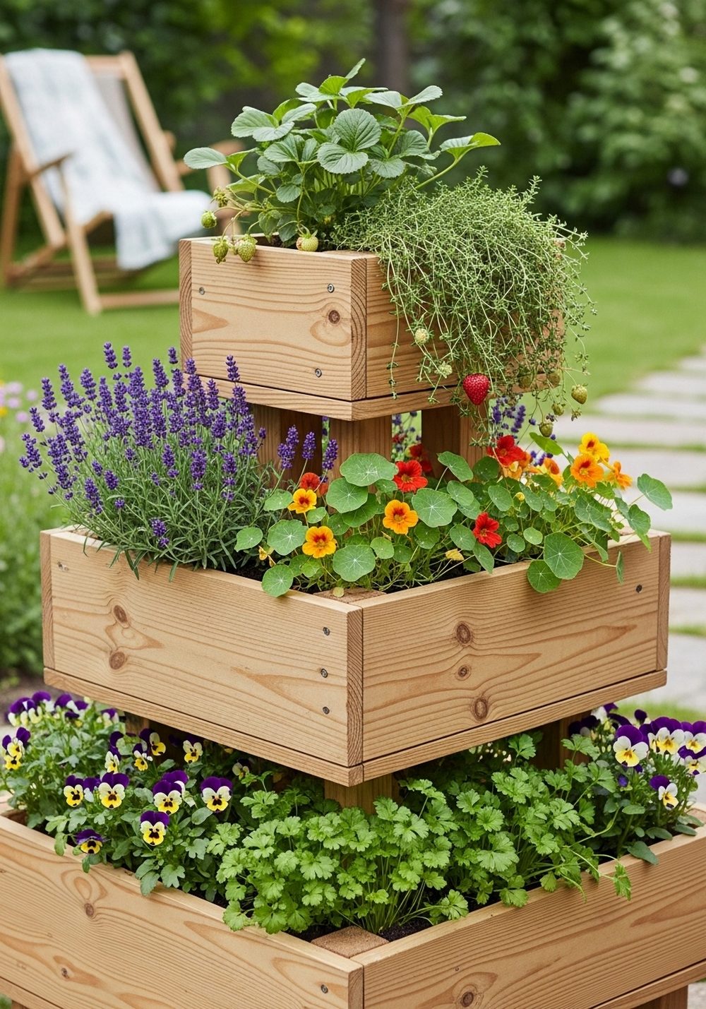 Tiered Pallet Herb And Flower Stack