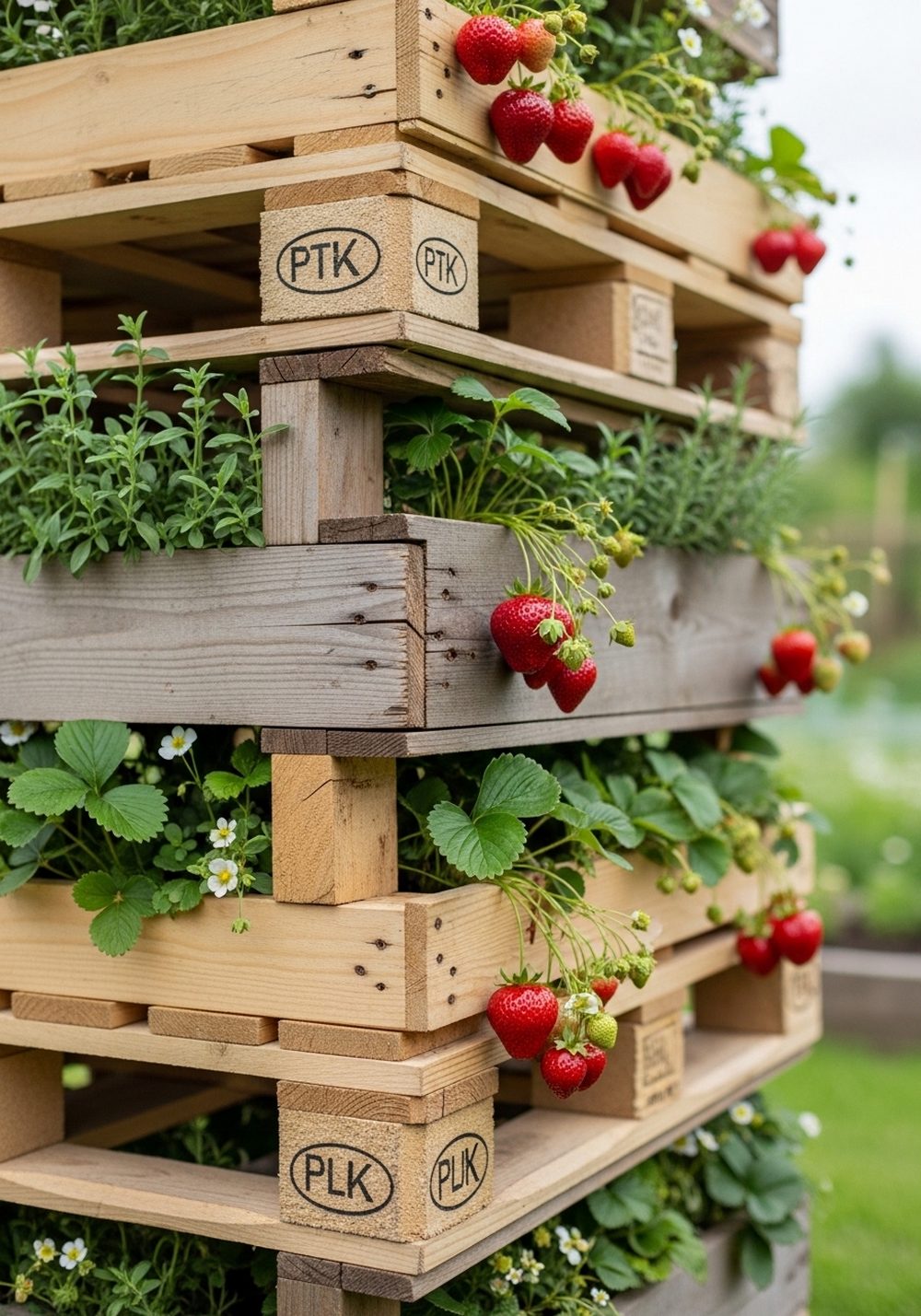 Tiered Pallet Herb And Strawberry Tower
