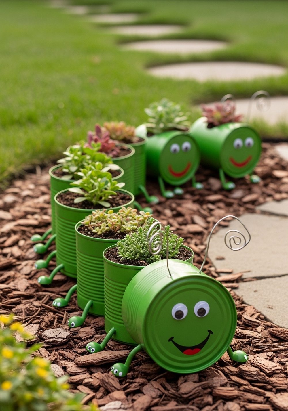 Tin Can Caterpillar Planter Train