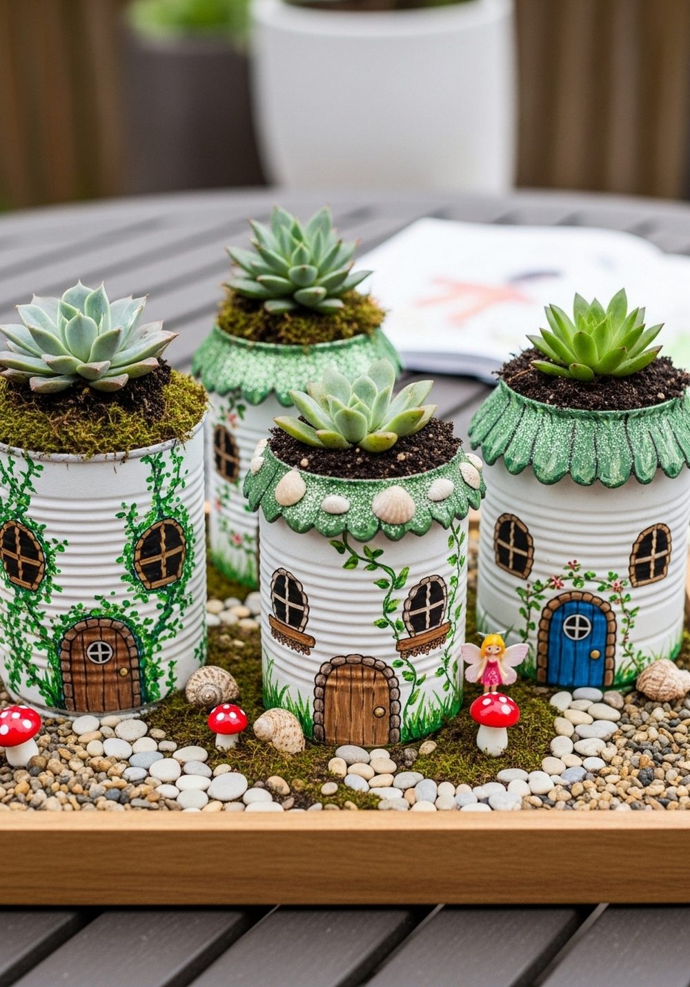 Tin Can Fairy House Planters