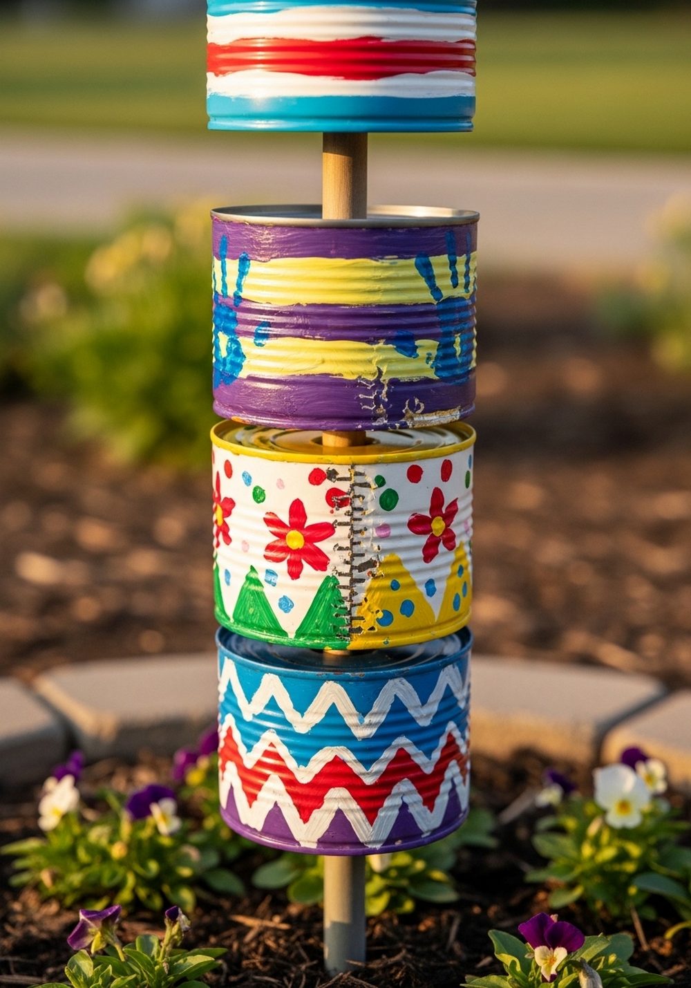 Tin Can Flower Totem Towers
