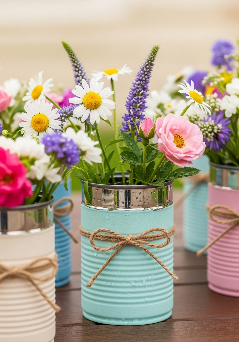 Tin Can Flower Vases For Garden Bouquets