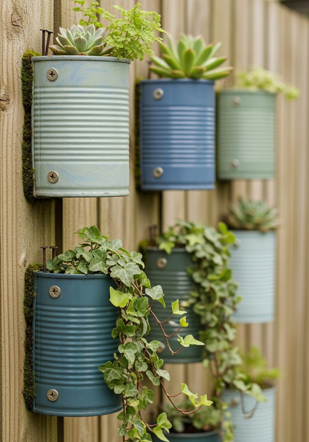 Tin Can Wall Pocket Garden