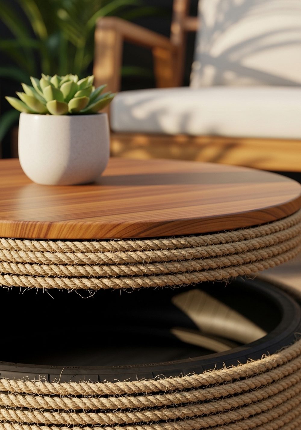 Tire Coffee Table Planter Corner