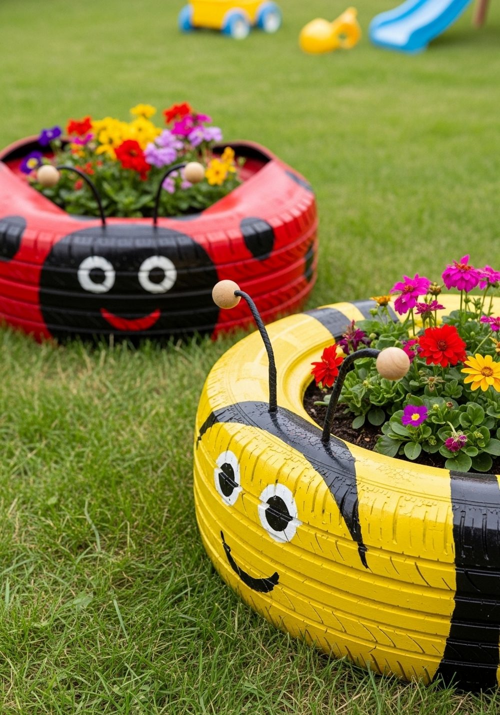 Tire Critter Planters For Kids