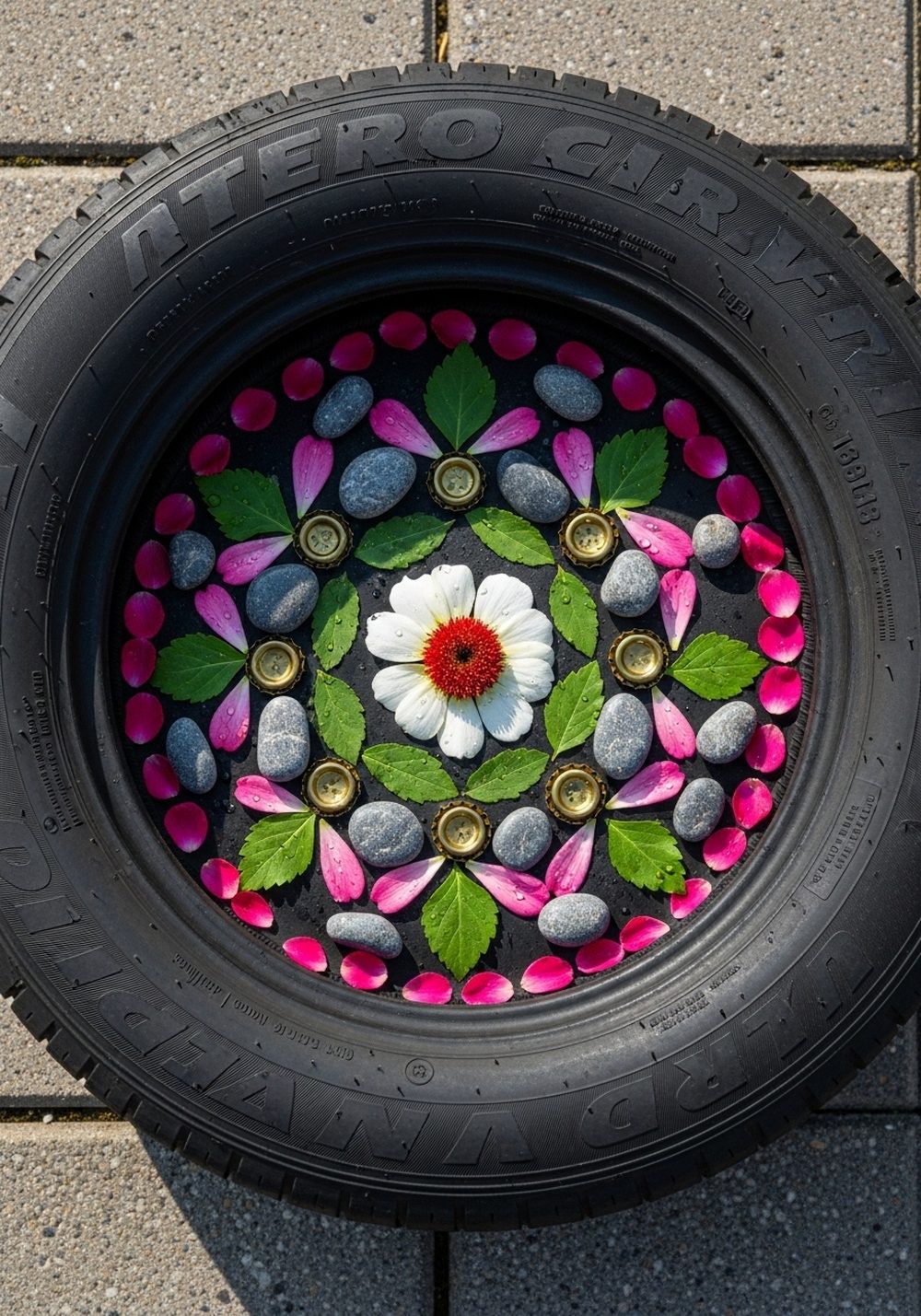 Tire Flower Mandala Art