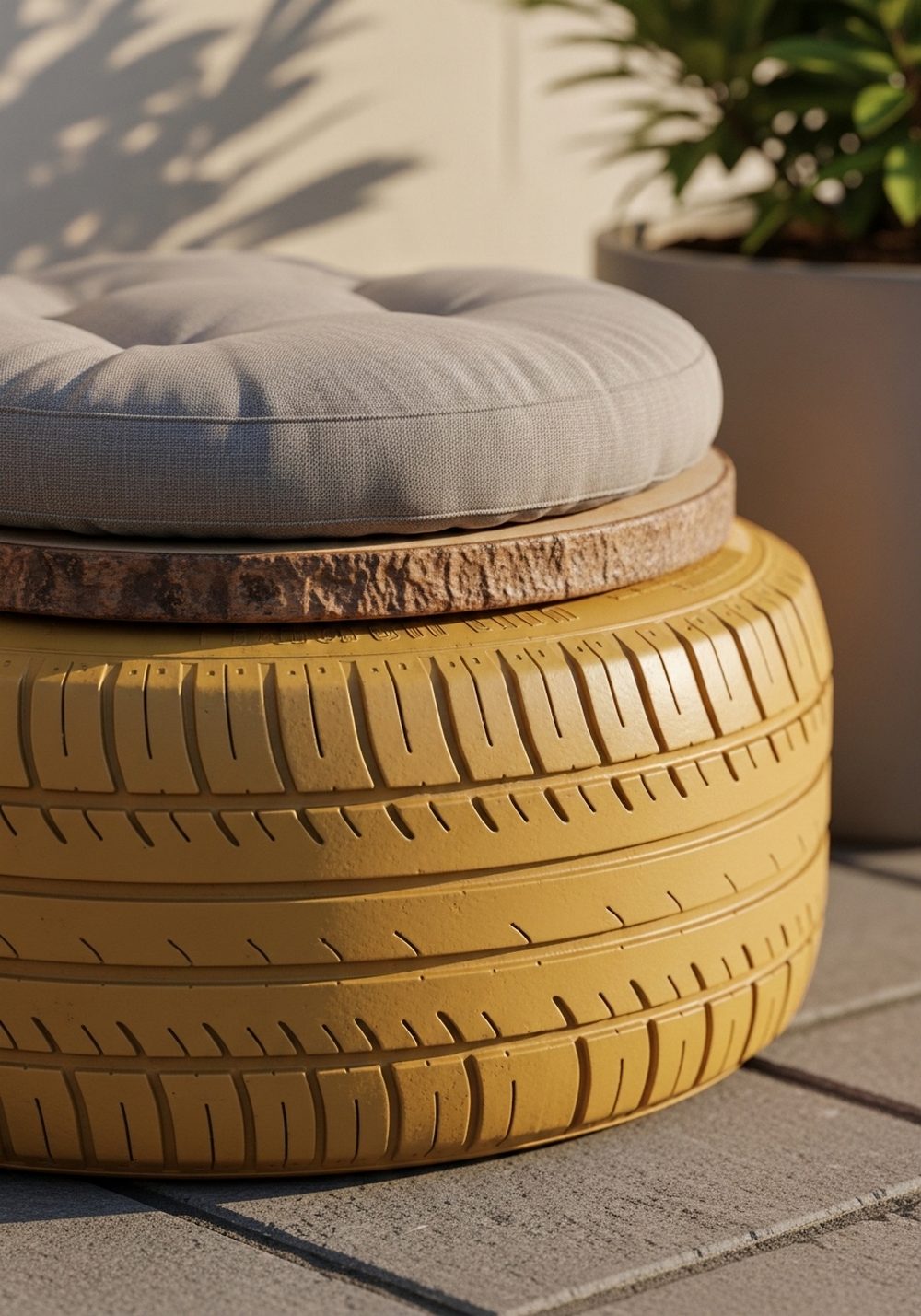 Tire Garden Seating With Cushions