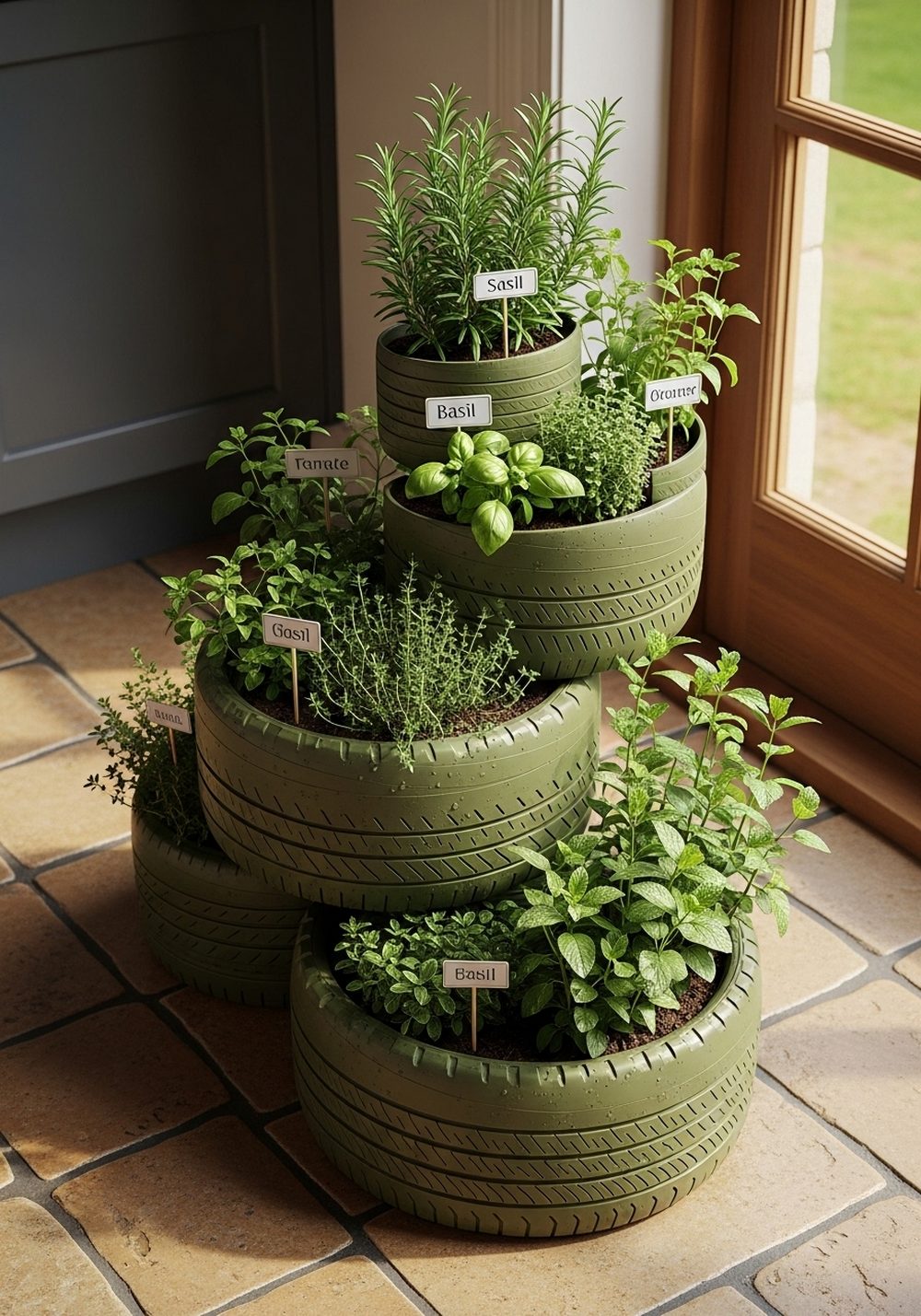 Tire Herb Spiral Planter