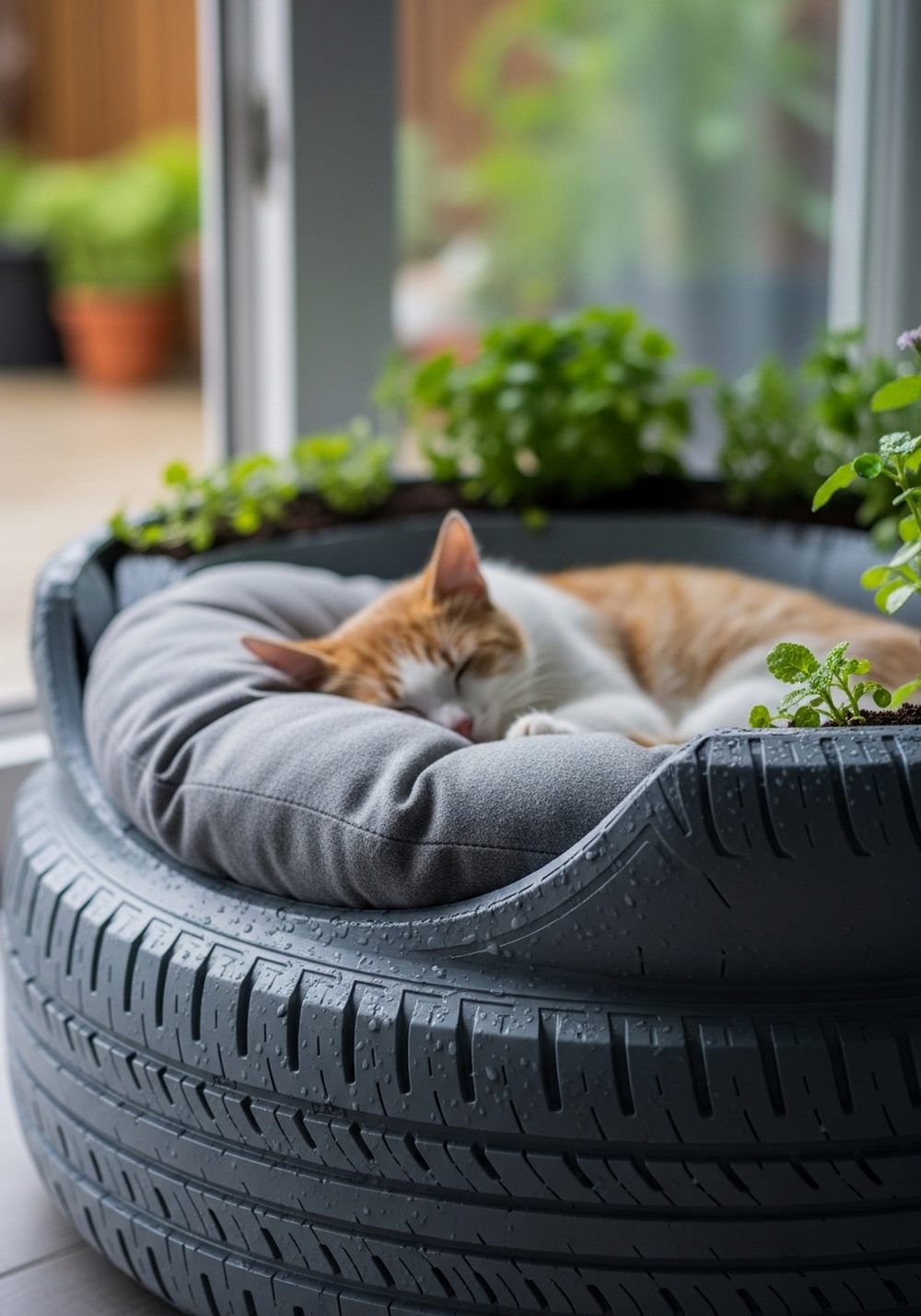Tire Pet Bed Planter Corner