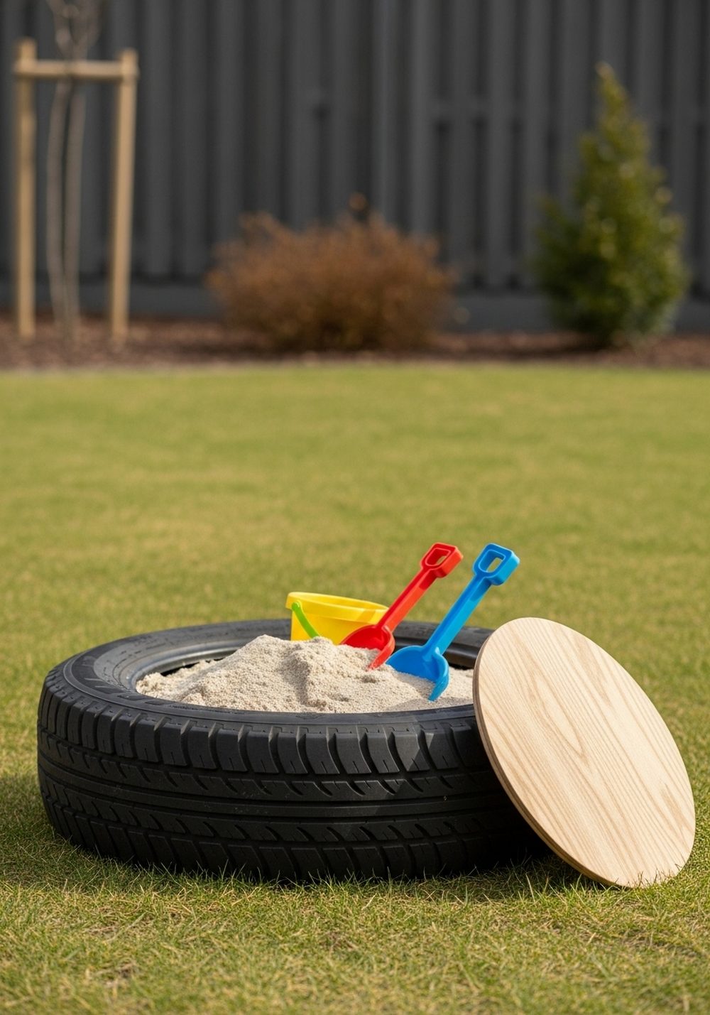 Tire Sand Pit With Simple Cover