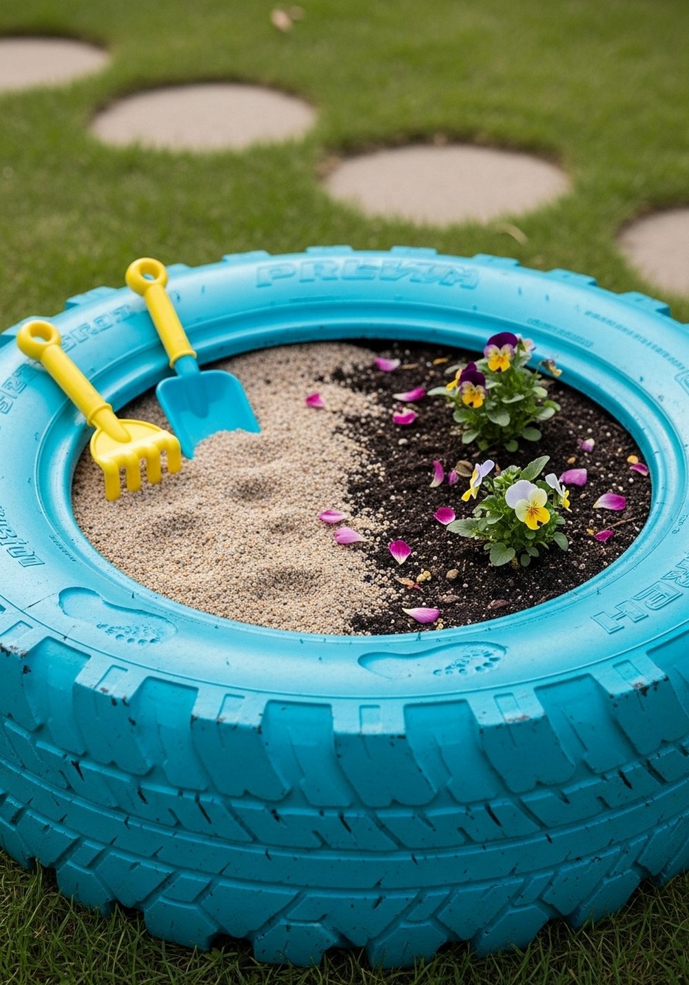 Tire Sandbox & Mini Play Garden