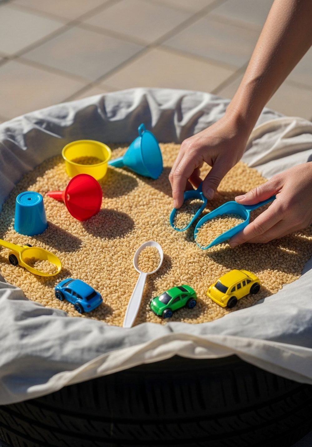 Tire Sensory Treasure Bin