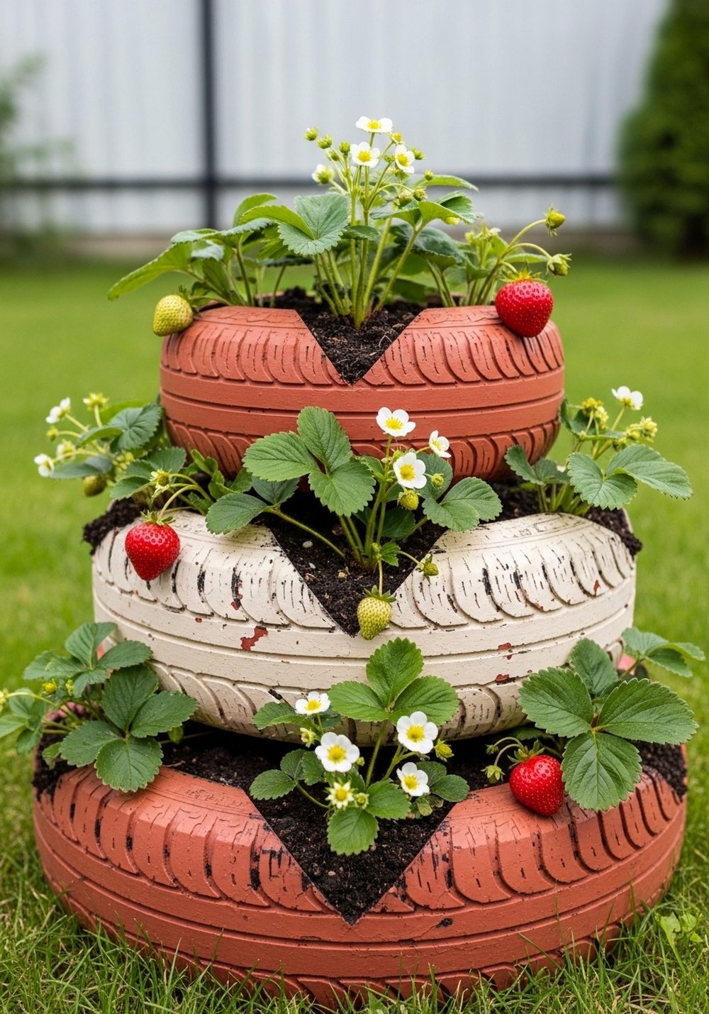 Tire Stack Strawberry Pyramid