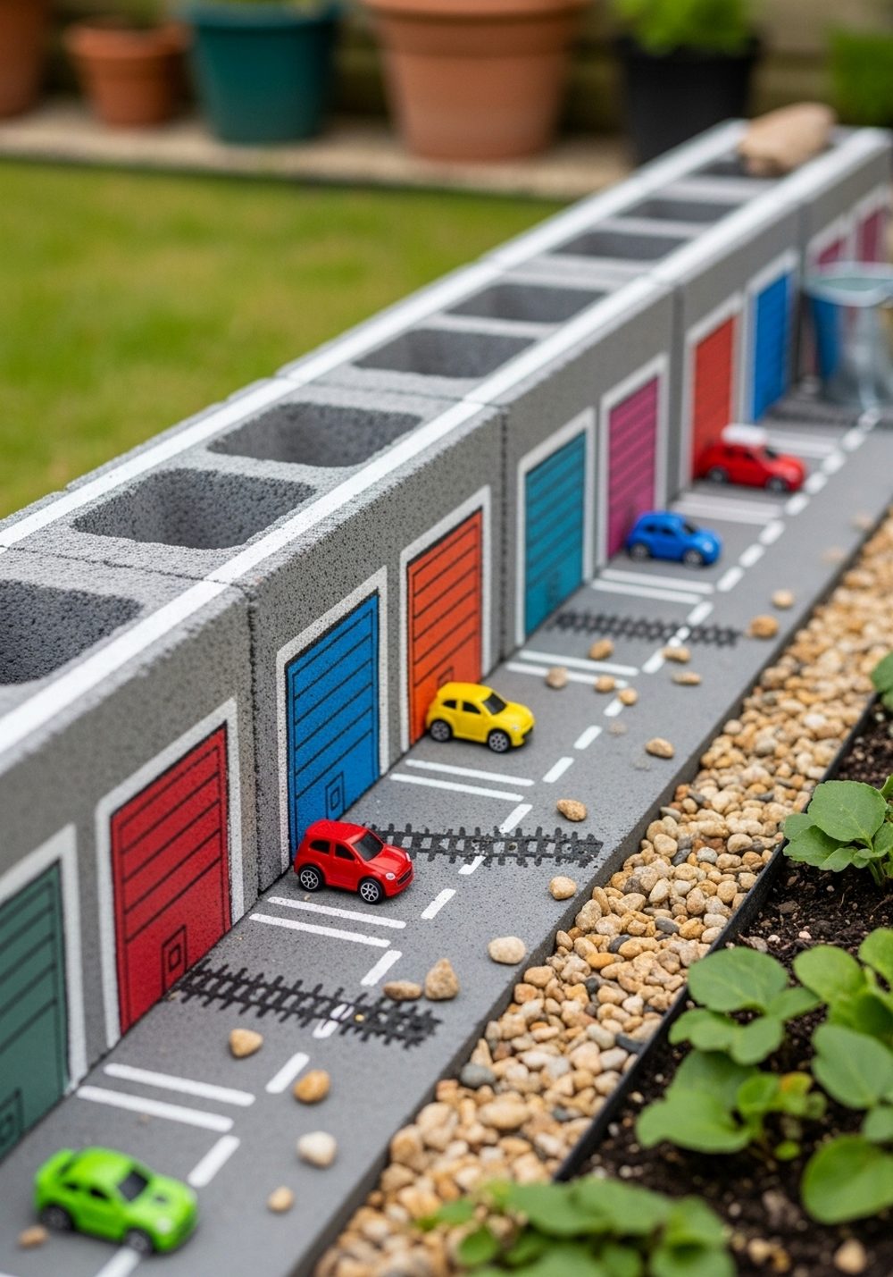 Toy Car Garage Cinder Block Roadway