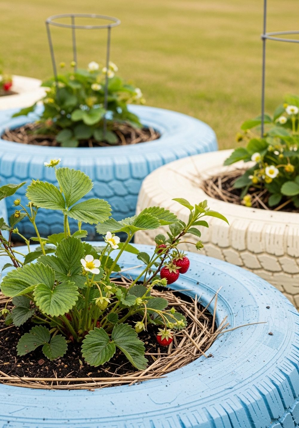 Turn Tires Into A Mini Berry Patch