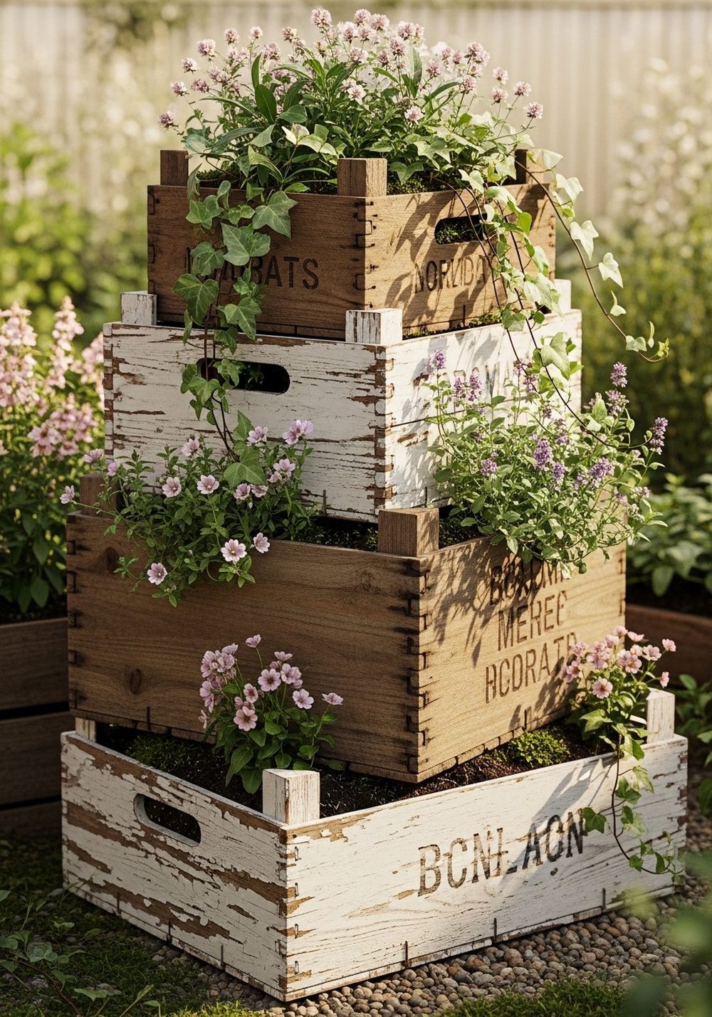Turn Vintage Crates Into Layered Planters