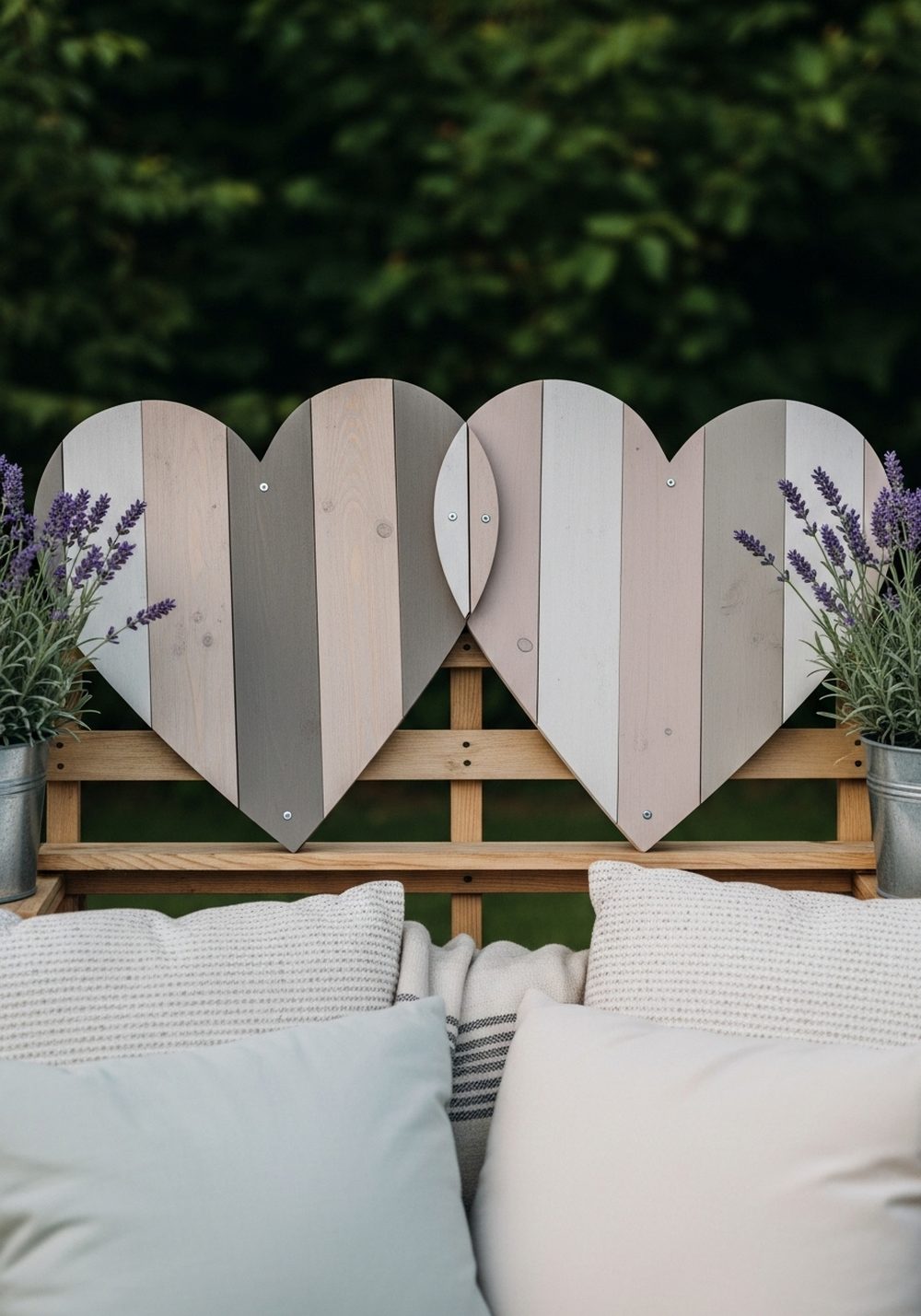 Twin Pallet Heart Signs For A Garden Bench Nook