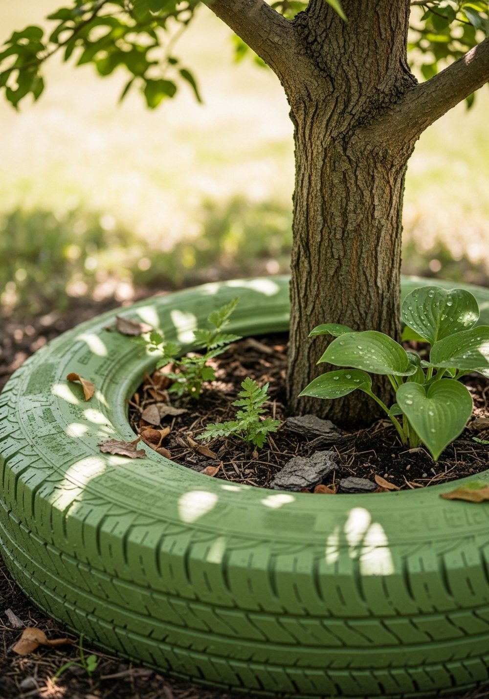 Upcycle Tires As Low, Cozy Tree Planters