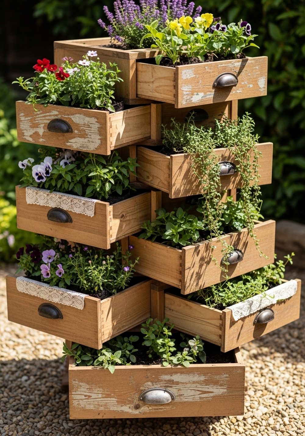 Upcycled Drawer Planter Stacks