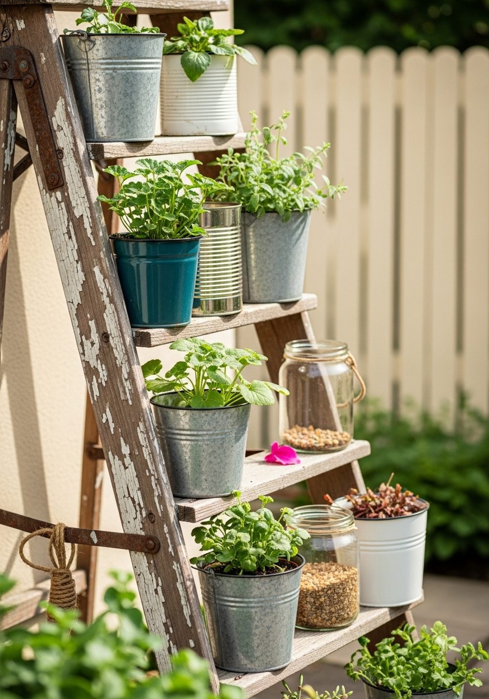 Upcycled Ladder Plant Stand