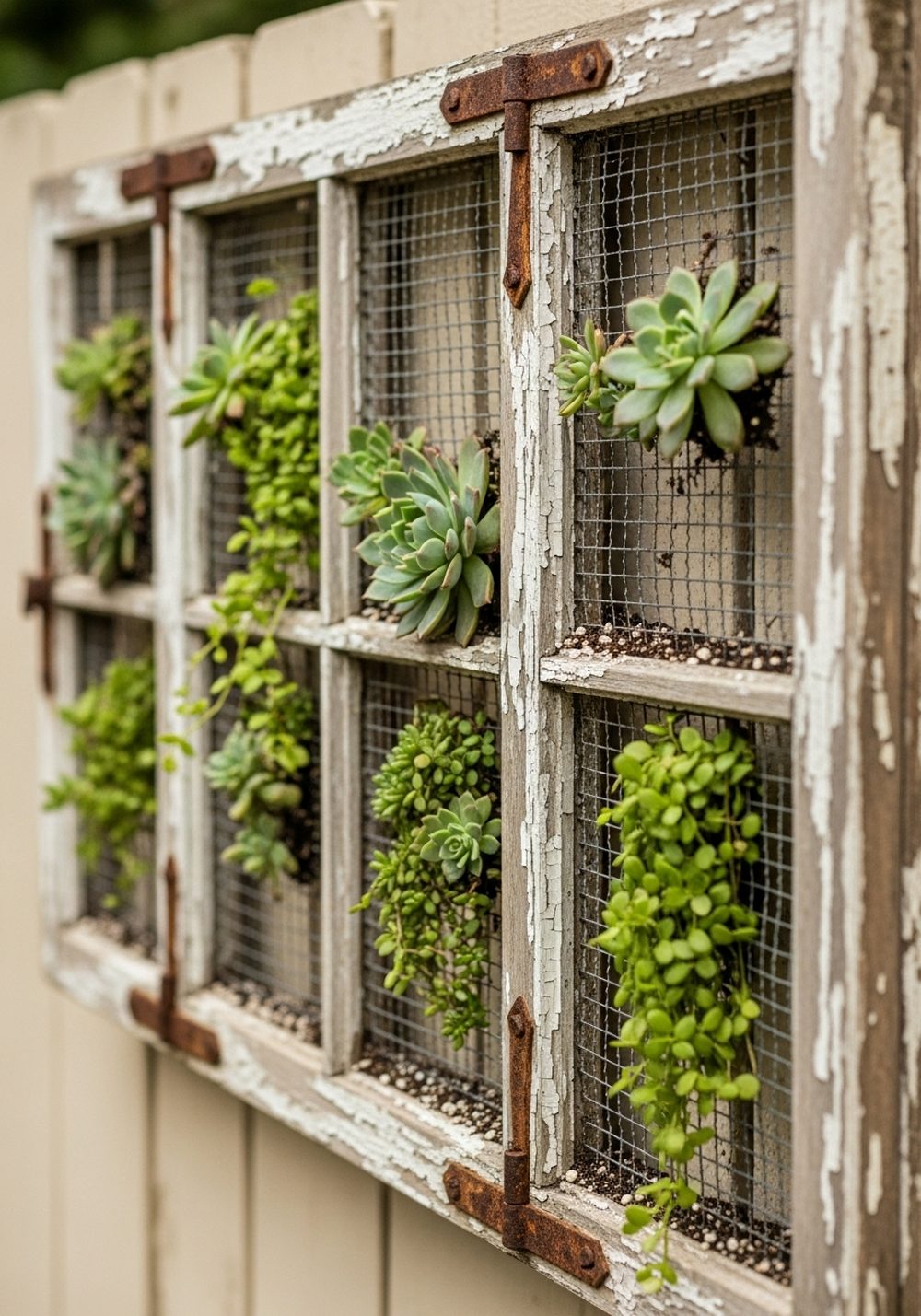 Use An Old Window Frame As A Vertical Garden