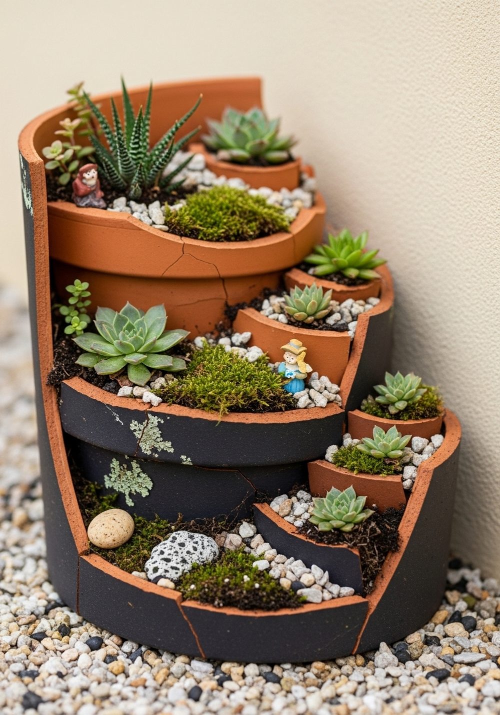 Use Broken Pots For Creative Plant Mosaics