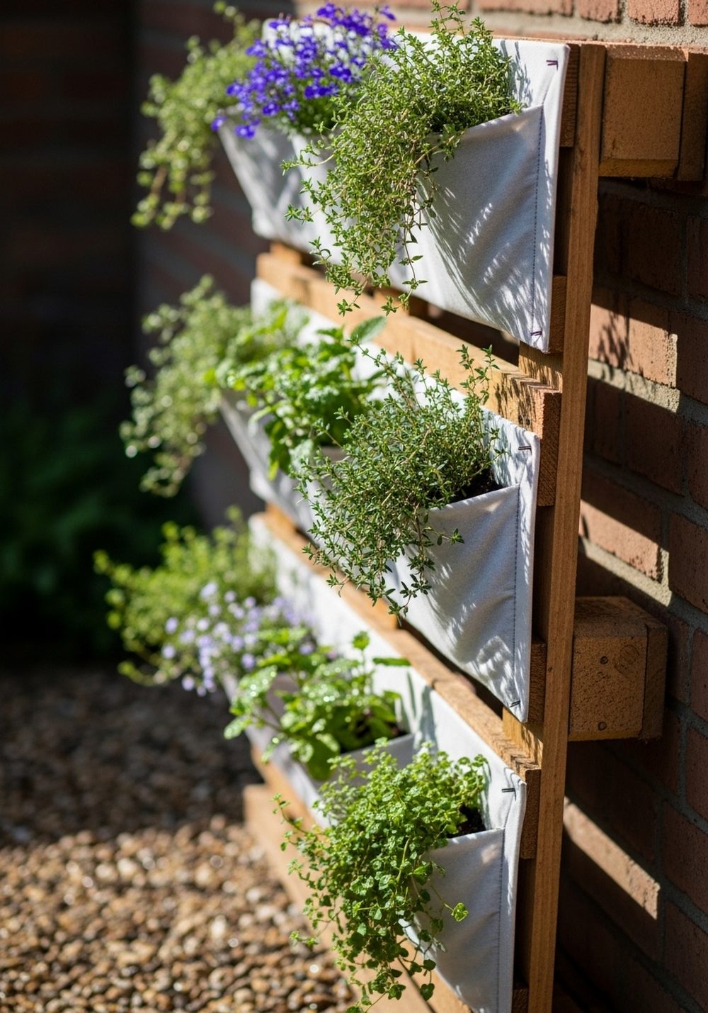 Vertical Pallet Pocket Planter For Herbs