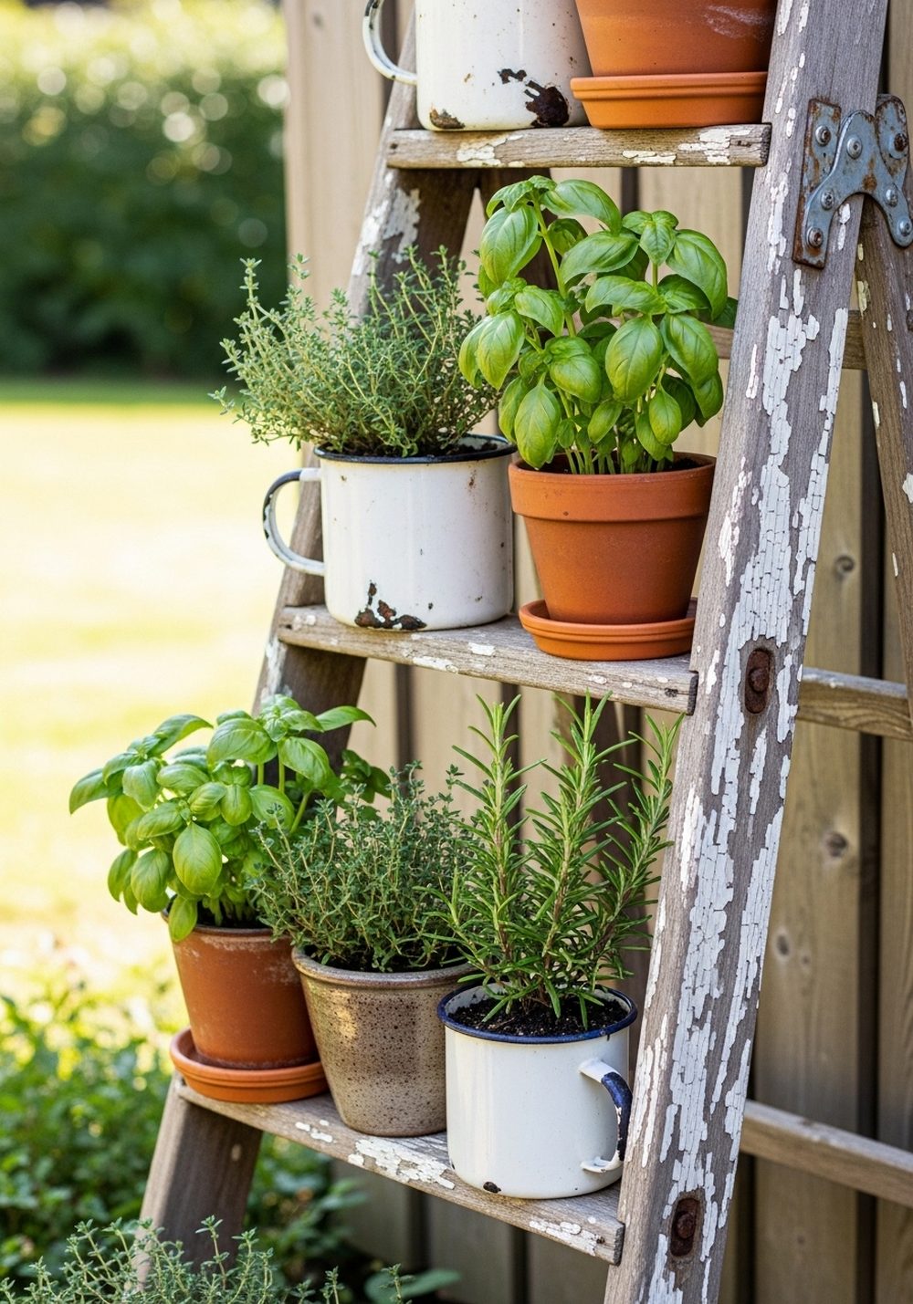 Vintage Ladder Herb Shelf