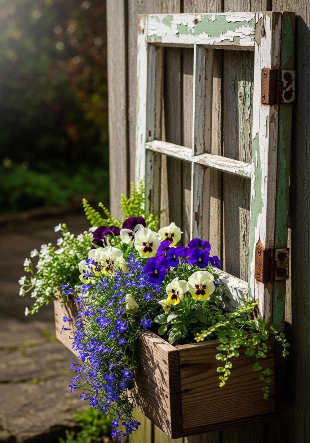 Vintage Window Frame Flower Box