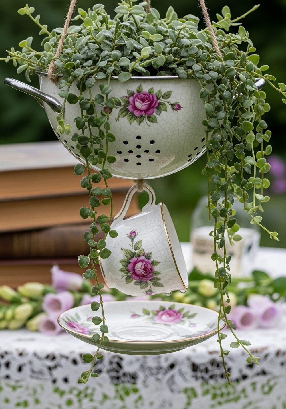 Whimsical Colander-And-Teacup Combo