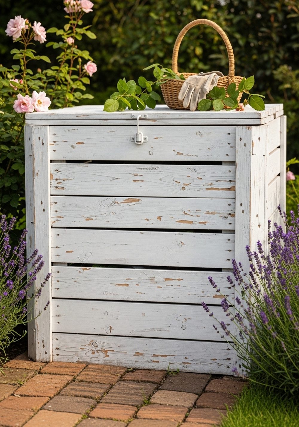 Whitewashed Cottage-Style Pallet Compost Box