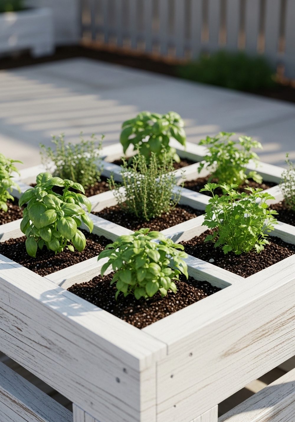 Whitewashed Pallet Herb Bed In A Perfect Grid