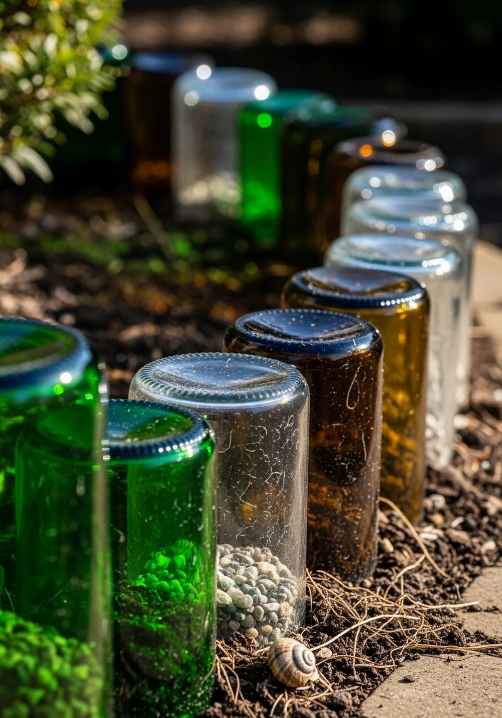 Wine Bottle Or Glass Bottle Garden Border
