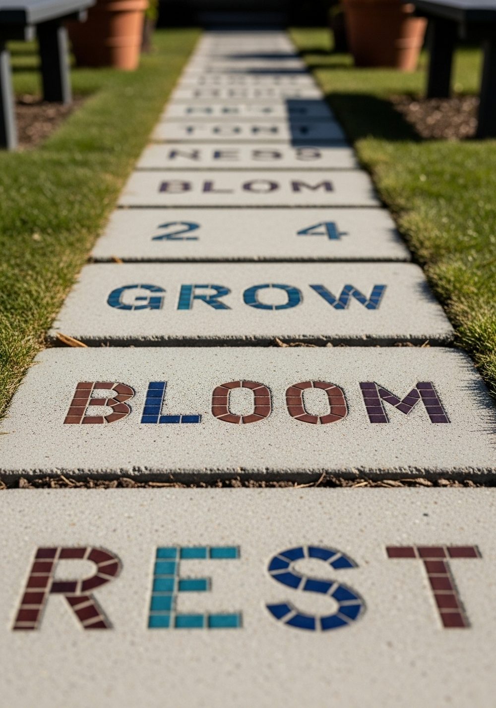 Word Art & Numbered Path Mosaic Stones