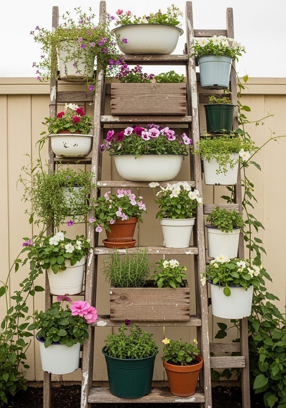Worn Ladder Vertical Planter
