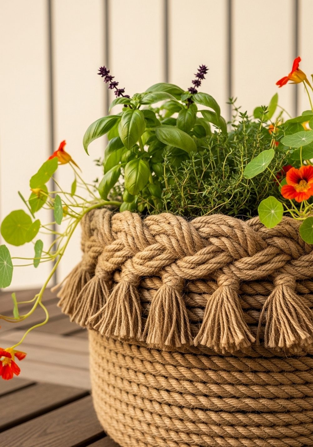 Wrap Old Tires Into Jute Rope Basket Planters