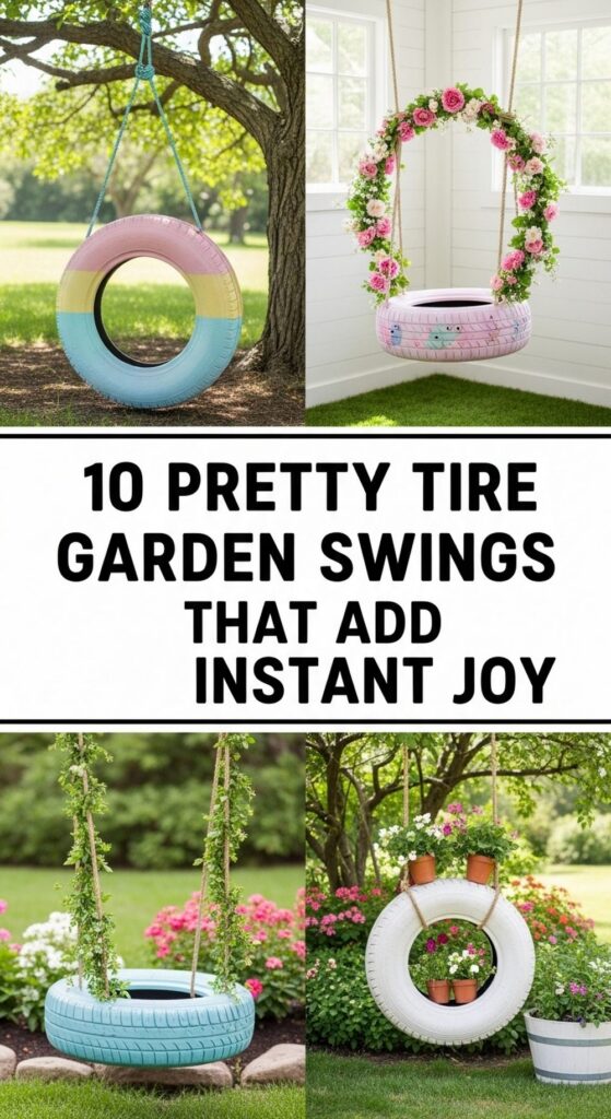Pretty Tire Garden Swings That Add Instant Joy