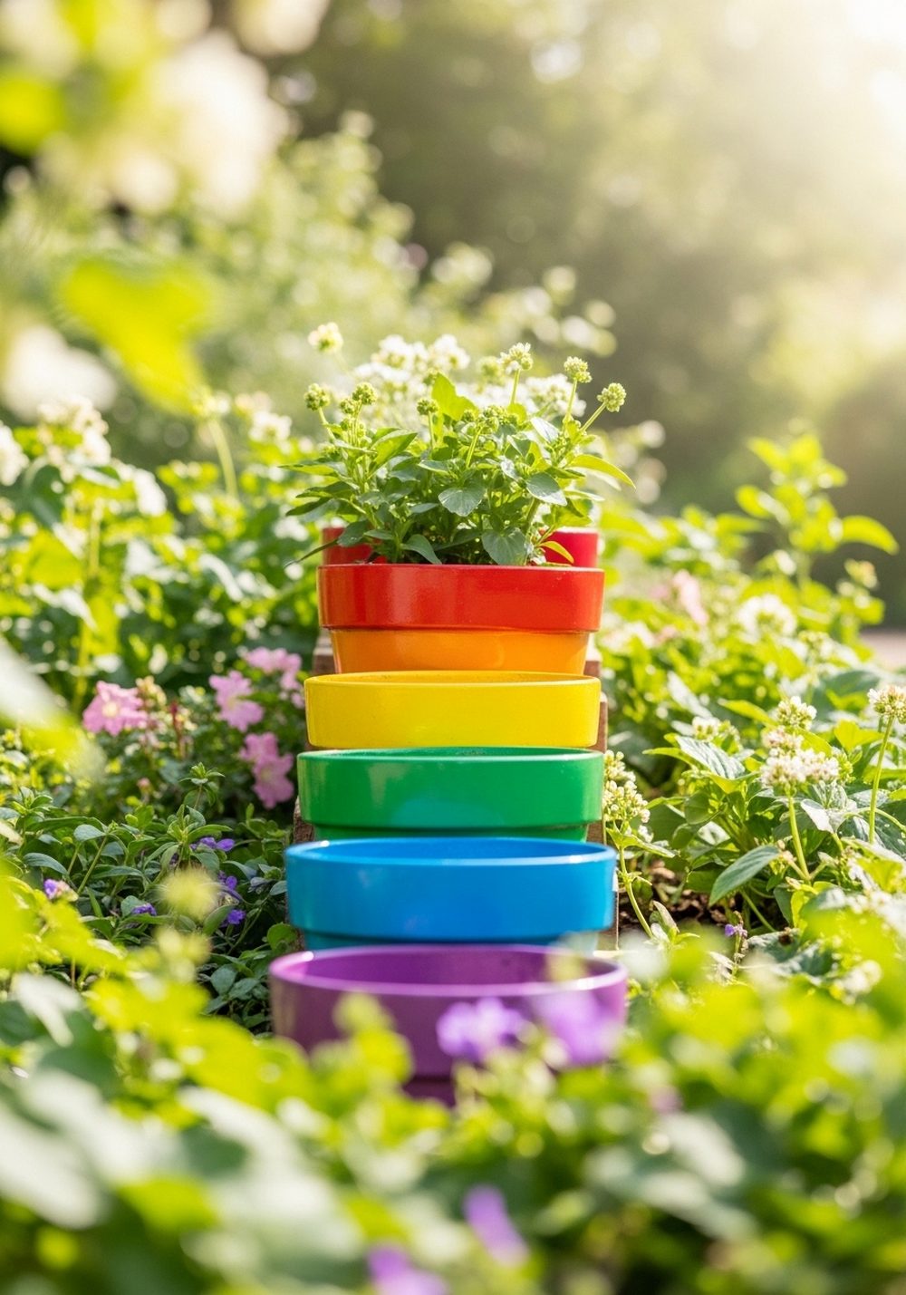 Arrange A Color-Blocked Rainbow Planter Row