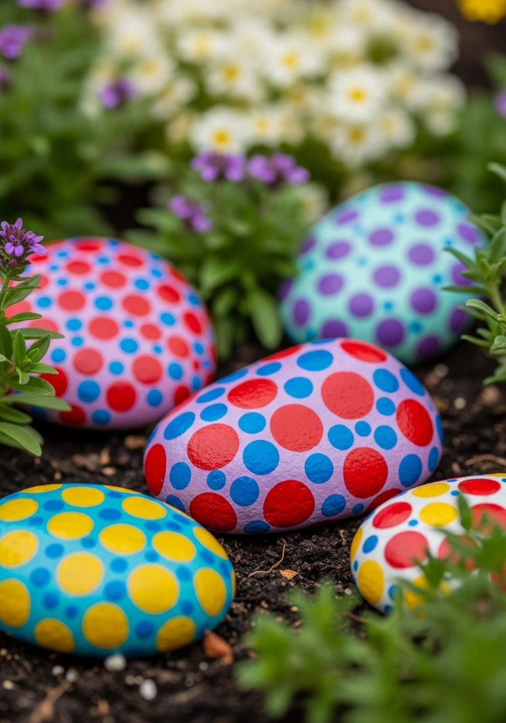 Bright Polka-Dot Plant Name Rocks