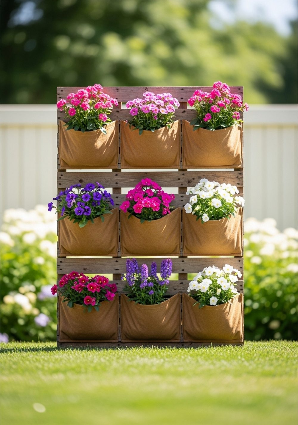 Build A Colorful Flower Pocket Pallet Wall