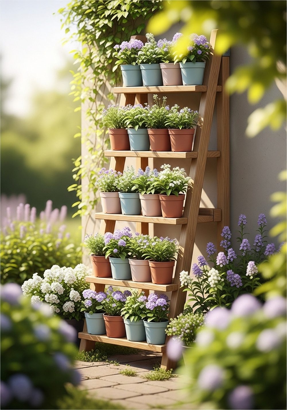 Build A Tiered Pallet Flower Ladder