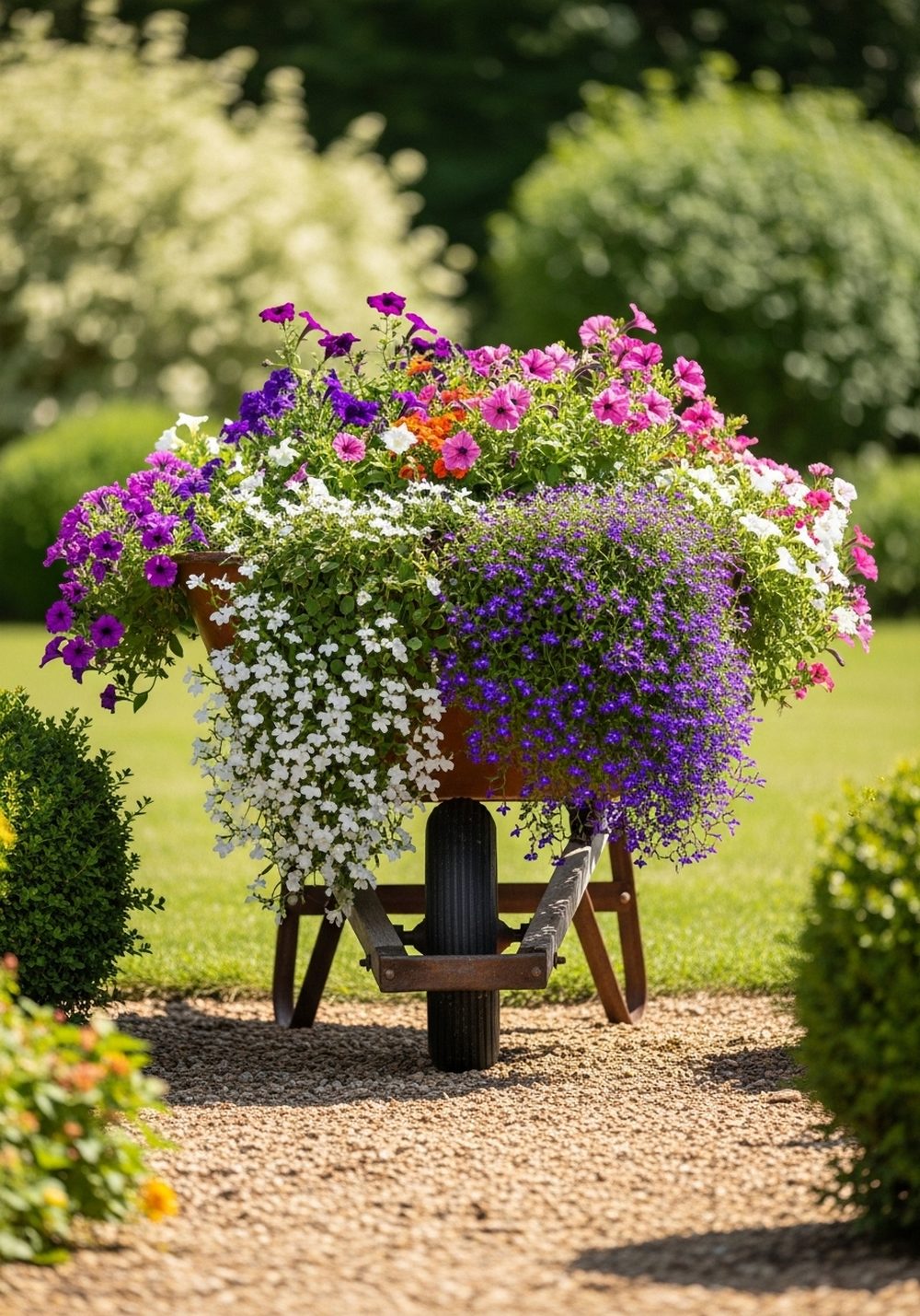 Cascading Flower Wheelbarrow